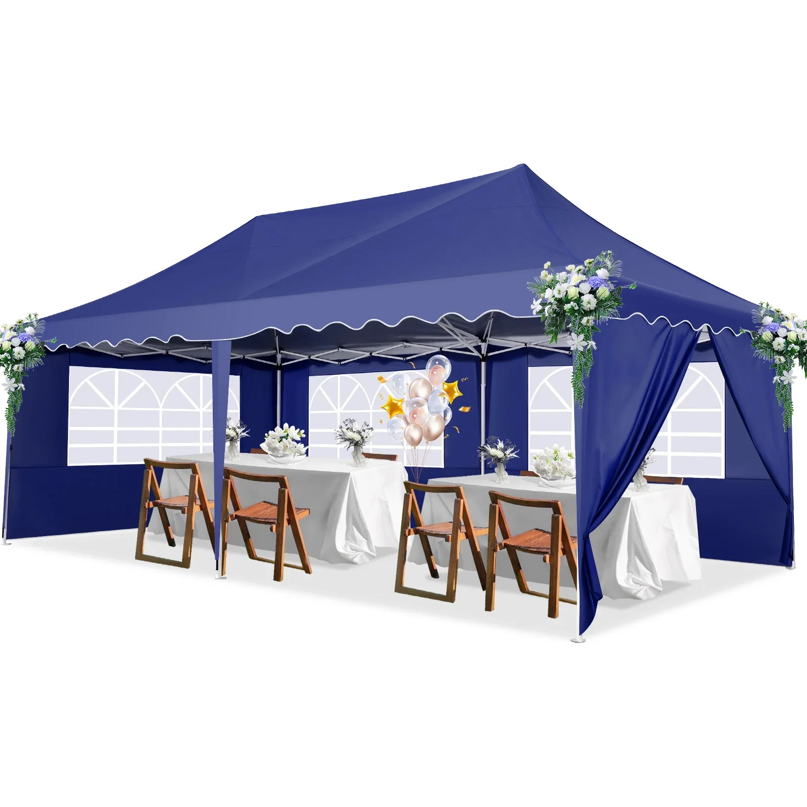 COBIZI 10X20 Pop up Canopy Tent with 6 Removable Side Walls Heavy Duty,Waterproof Adjustable Outdoor Event Party tent Parties,Commercial Instant Portable,Weddings,Camping,with Wheeled Bag,Gray