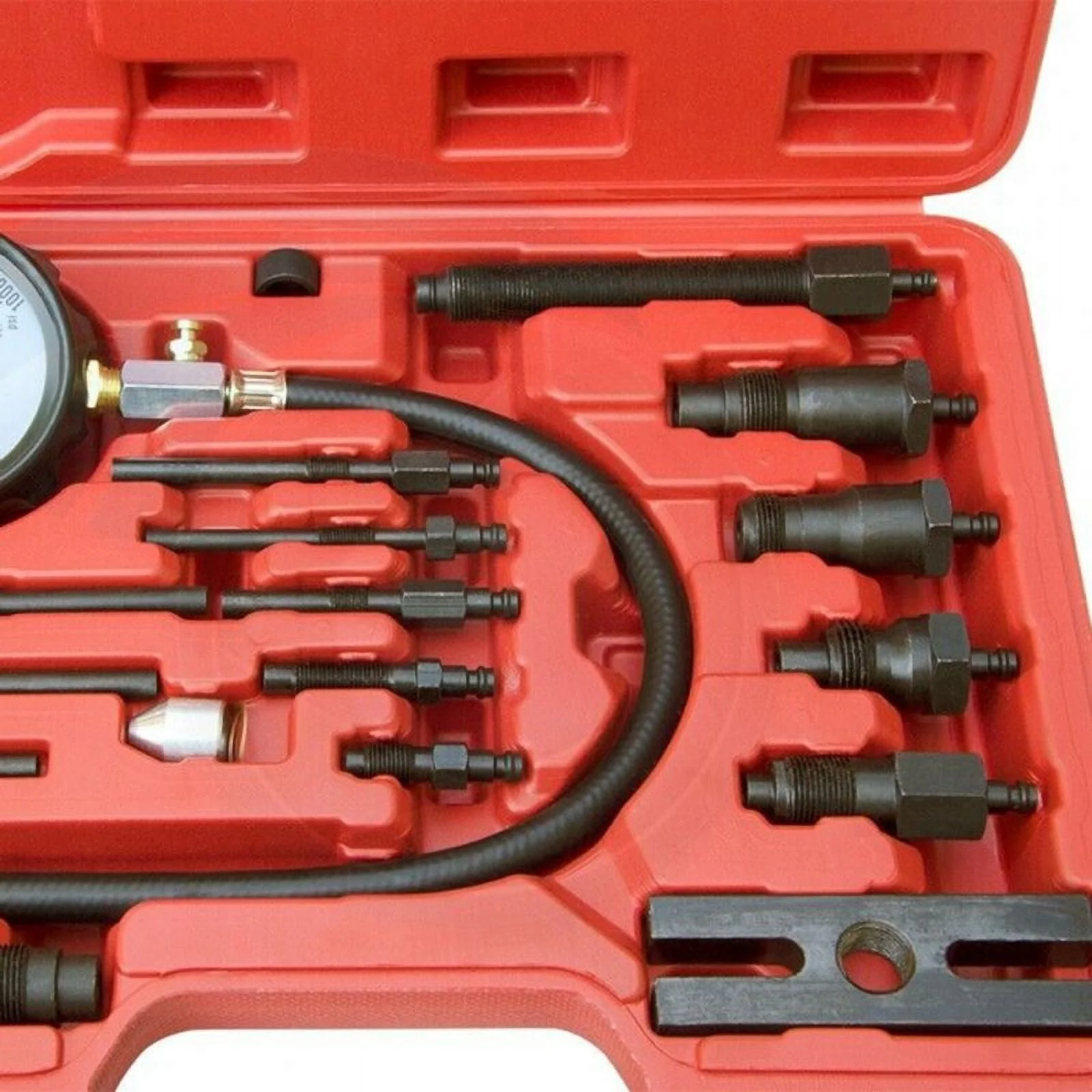 Professional Diesel Engine Cylinder Compression Tester 1000PSI Pressure Detector Automotive Tool Gauge Test Kit Red