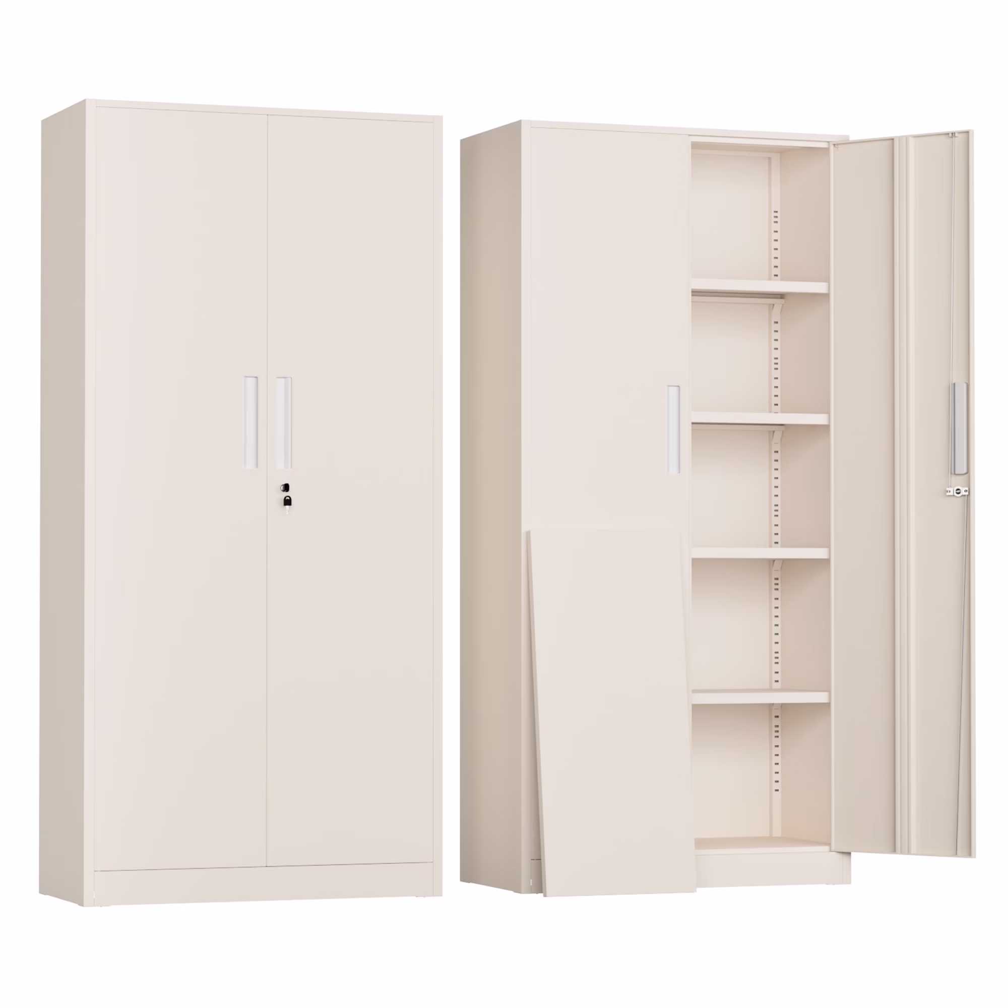 SOLAURA 71" Metal Garage Storage Cabinet with Locking Doors and Adjustable Shelves for Home, Office(Black)