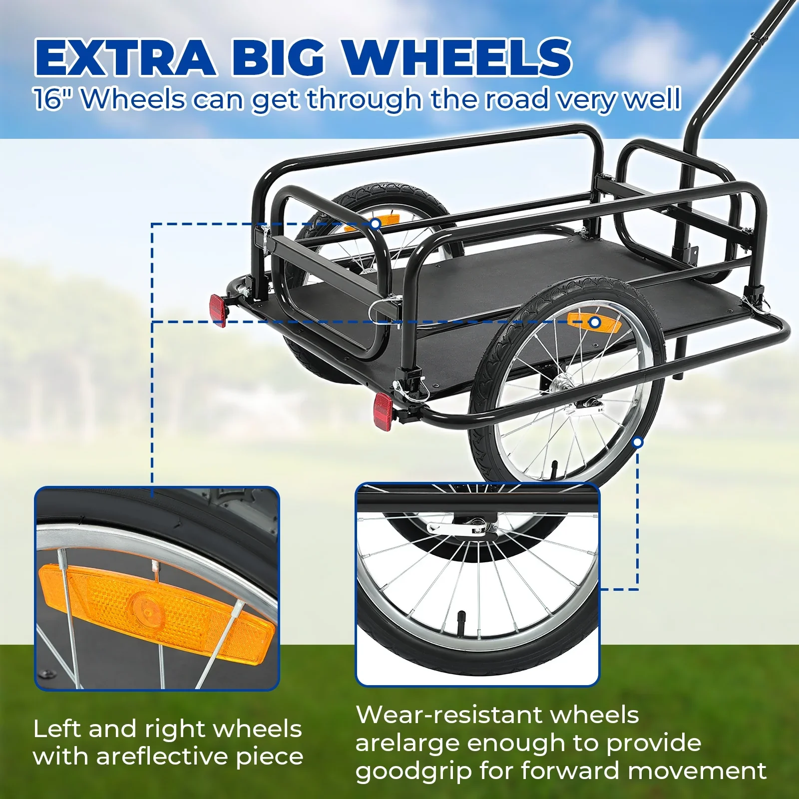 Kojem Foldable Two-Wheels Cargo Trailer Bicycle, Black