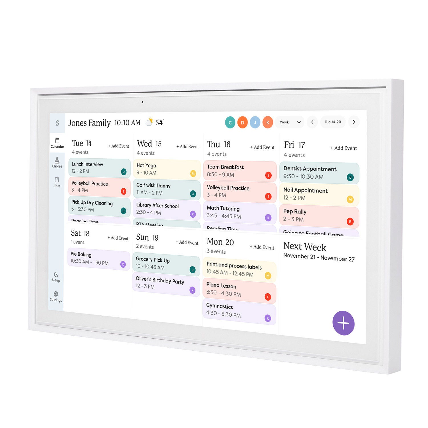 Skylight 15 in. White Smart Touchscreen Calendar and Organizer