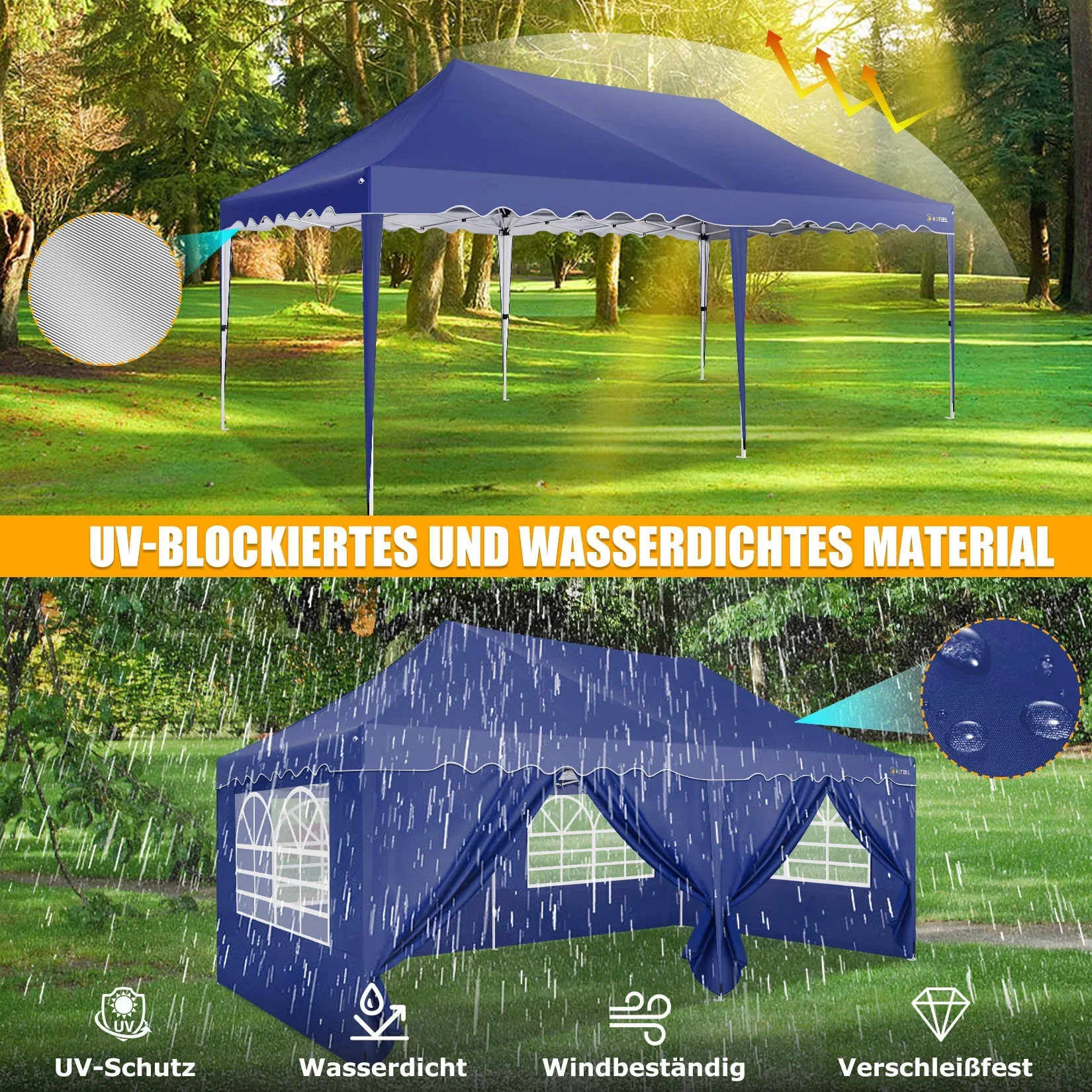 COBIZI 10X20 Pop up Canopy Tent with 6 Removable Side Walls Heavy Duty,Waterproof Adjustable Outdoor Event Party tent Parties,Commercial Instant Portable,Weddings,Camping,with Wheeled Bag,Gray