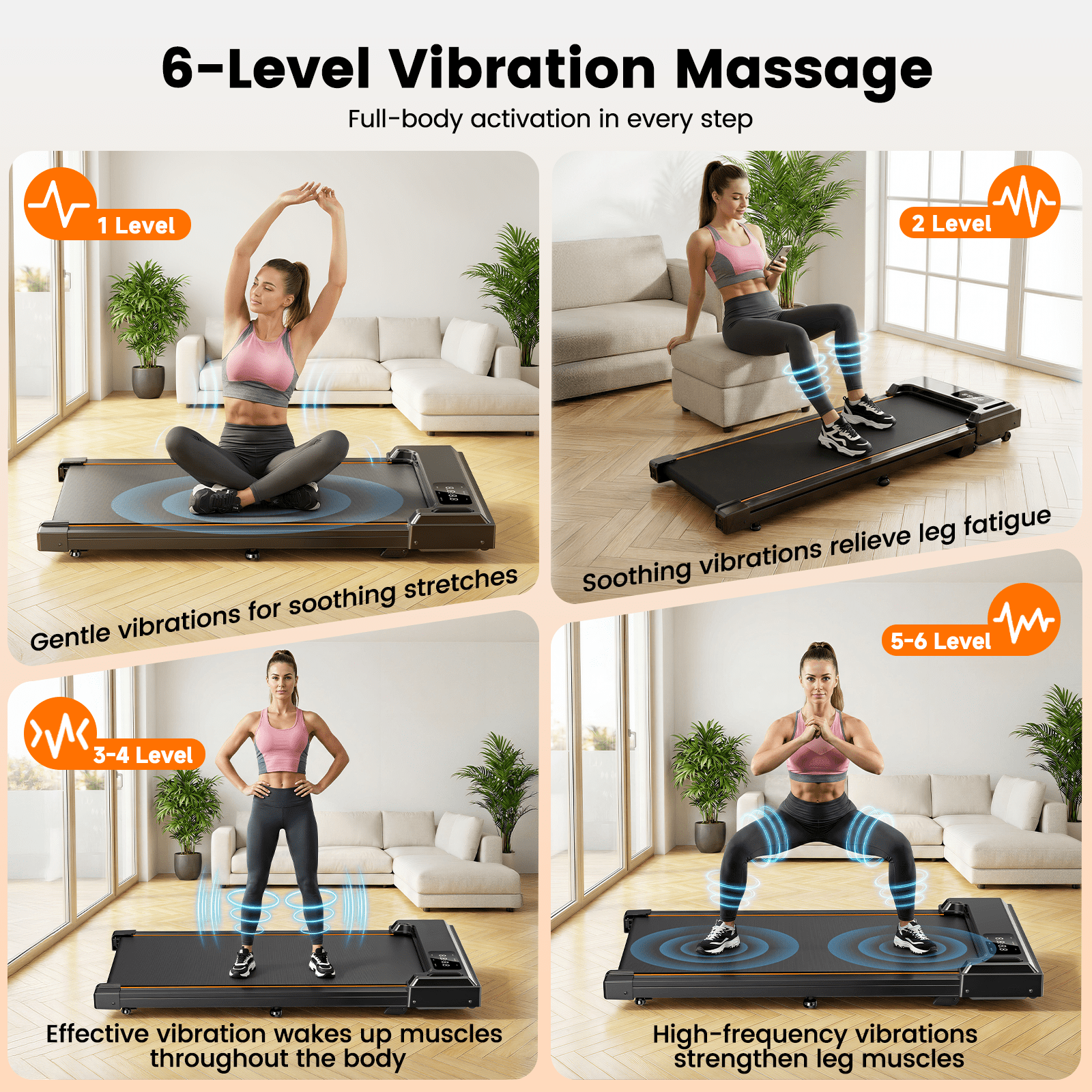 Walking Pad with Vibration Pad, Under Desk Treadmill, 2.5HP 3.8MPH Fitness Jogging Machine, 12% Incline, with Remote Patbrela LED Display for Home