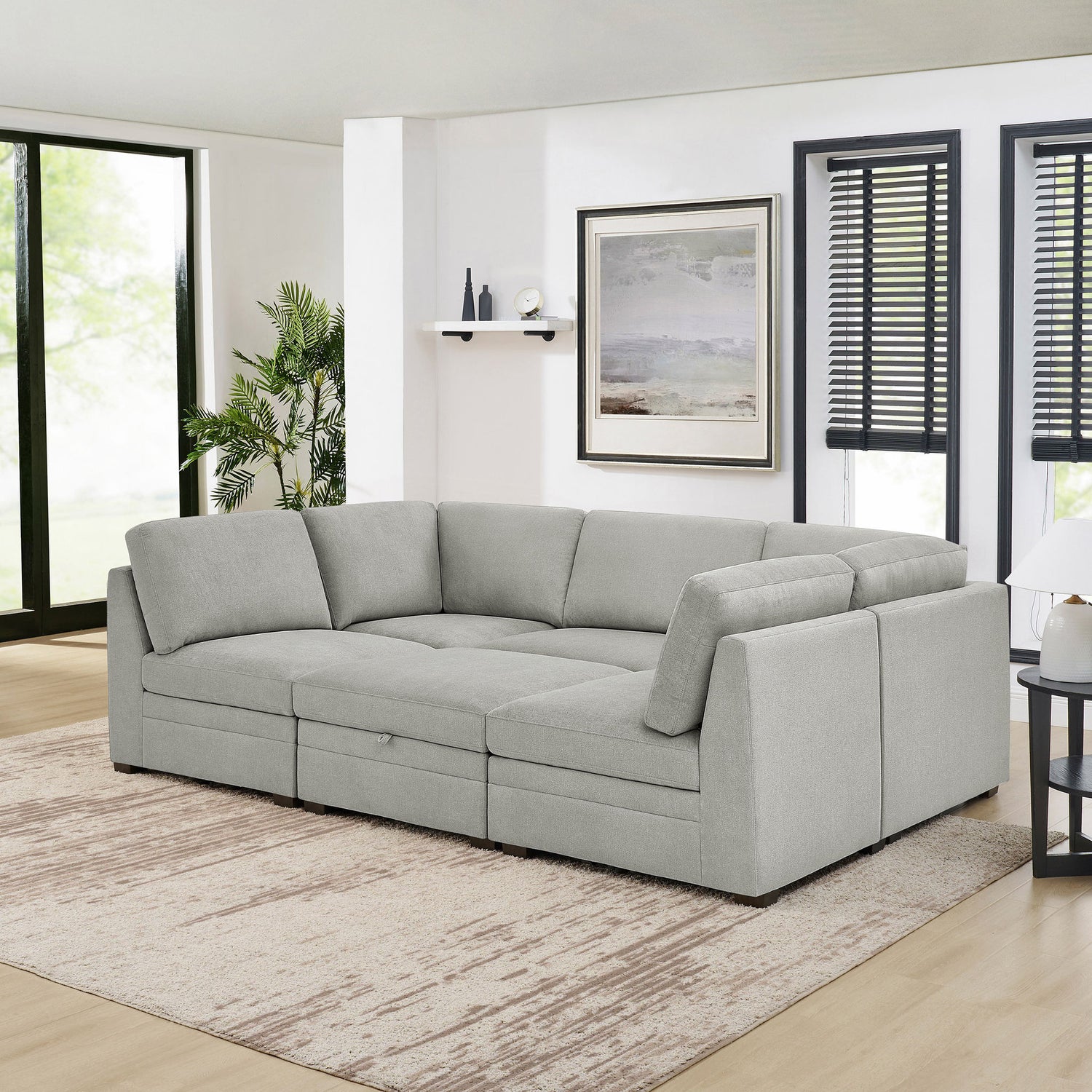 Thomasville Tisdale 6-piece Fabric Sectional with Storage Ottoman