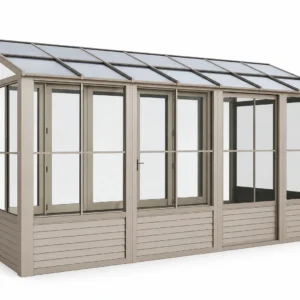 Gazebo Penguin Florence 10 ft x 16 ft Polycarbonate Roof Wall Mounted Solarium - Sand