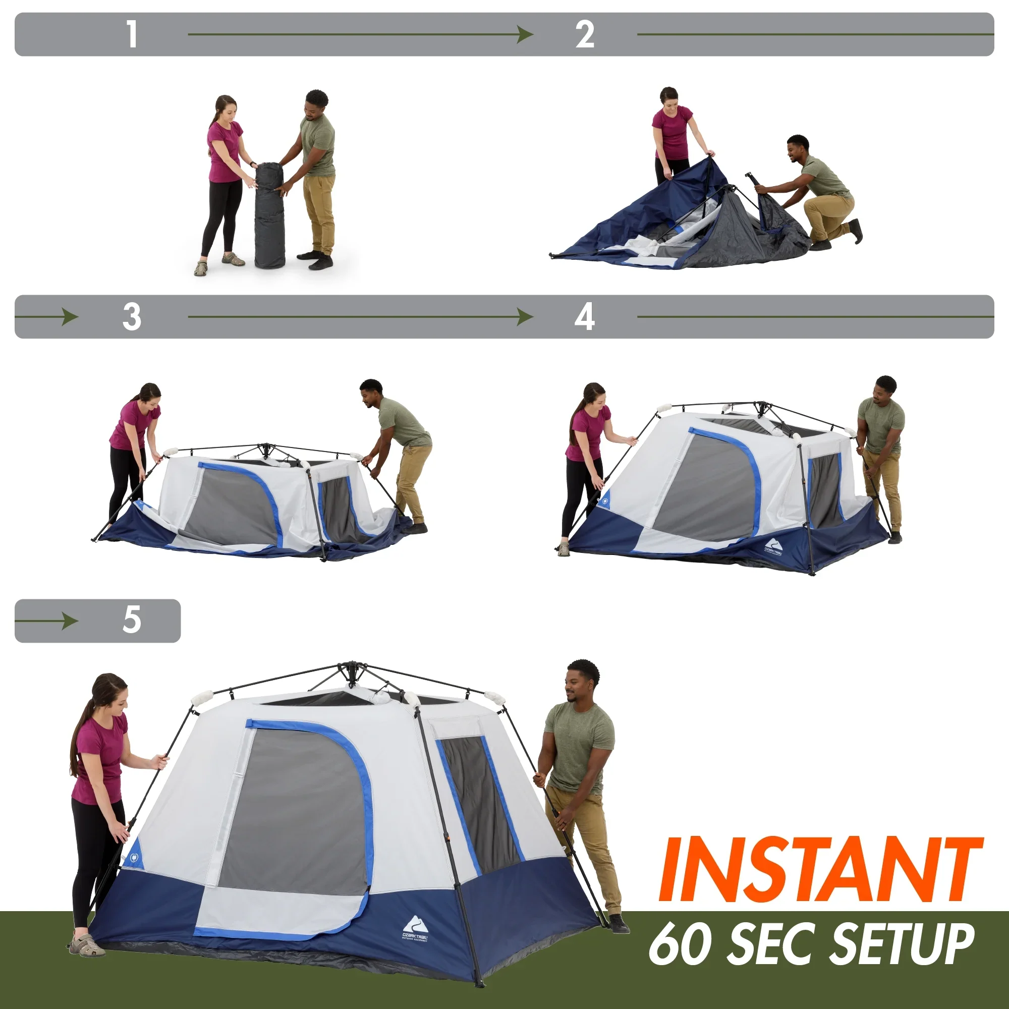 Ozark Trail 4-Person Instant Cabin Tent with LED Lighted Hub