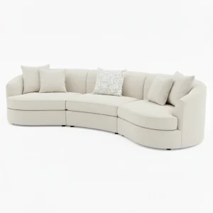Modern Curved Three-Piece Fabric Sectional Sofa