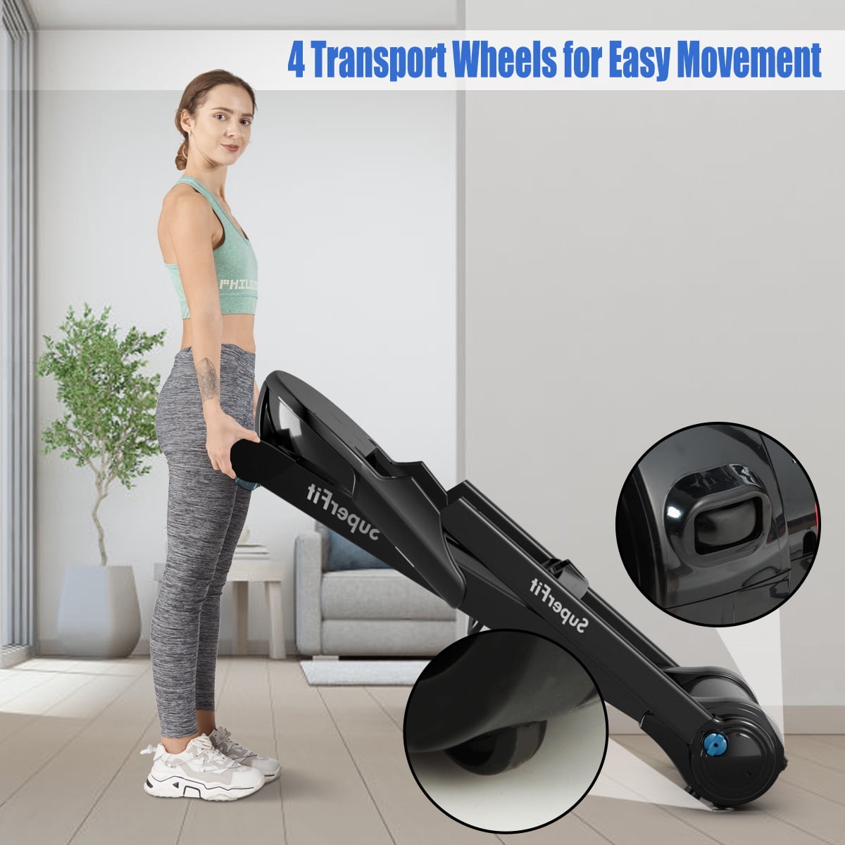 SuperFit 2.25HP Folding Treadmill Running Machine W/APP Heart Rate