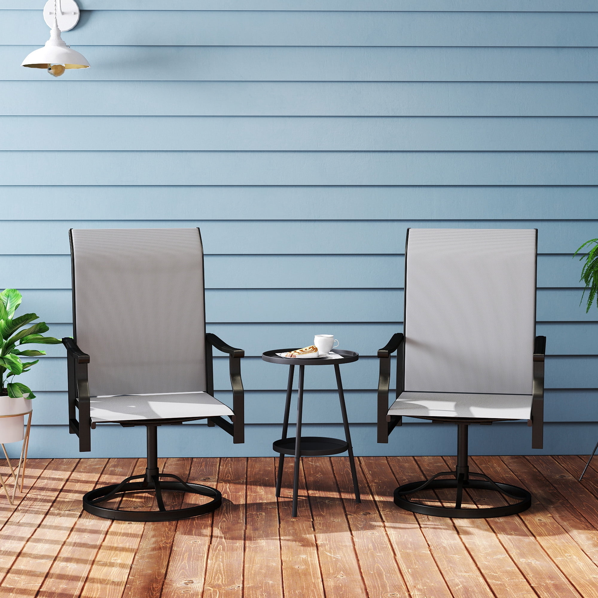 Outsunny Patio Swivel Chair Set of 2, Swivel Rocker with High Back