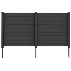 Gymax Outdoor PVC Privacy Panels 2 - Pack Picket Fence W/ 3 Cuspidal Foot Stakes Black