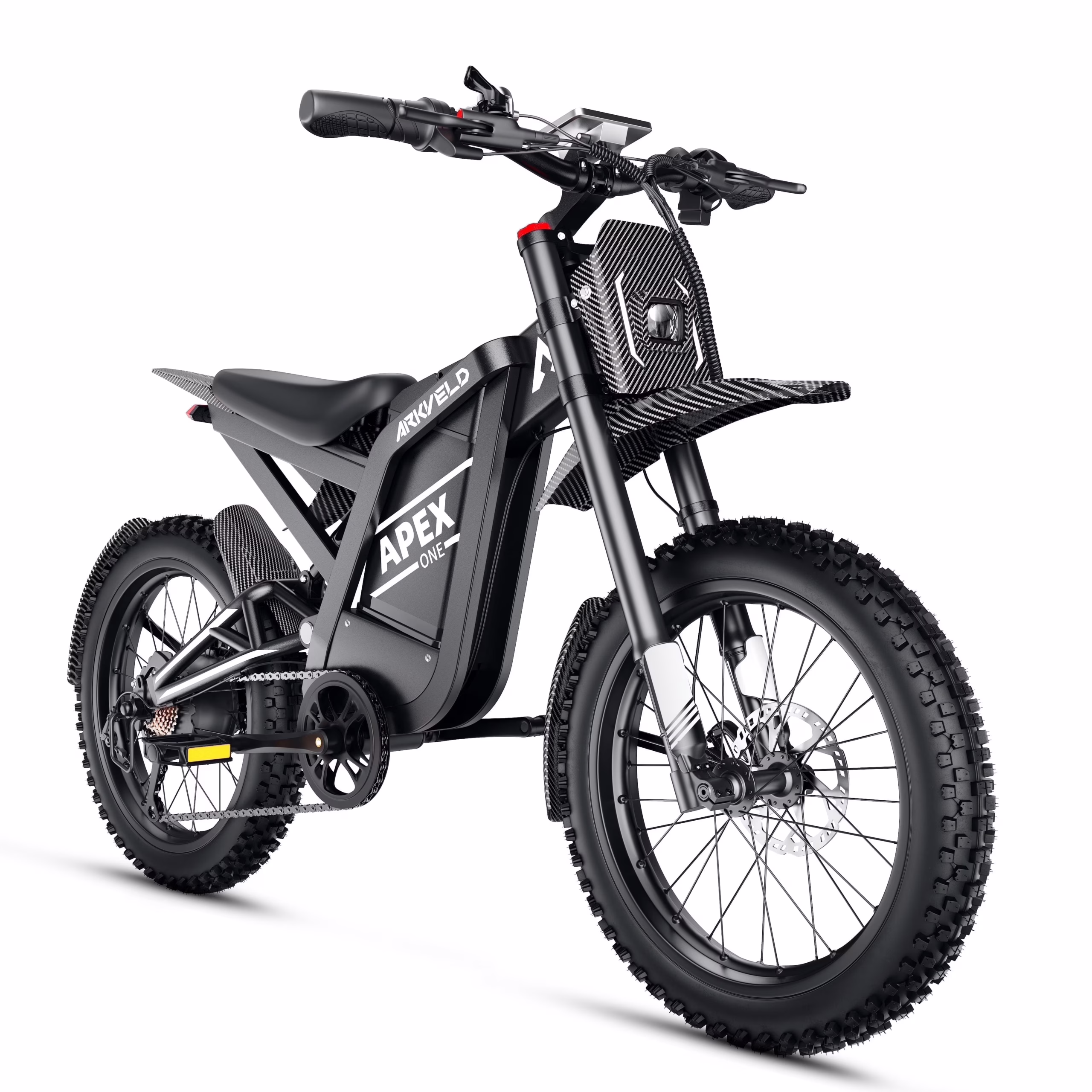 Arkveld Electric Bike for Adults, Peak-3000W, Max 40MPH and 80Miles Electric Motorcycle,25" Fat Tire Dirt Bike, APEX1 7-Speed E-Bike-White