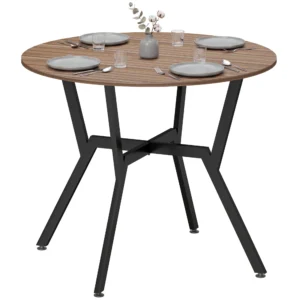 HOMCOM Dining Table Round Kitchen Table w/ Steel Frame