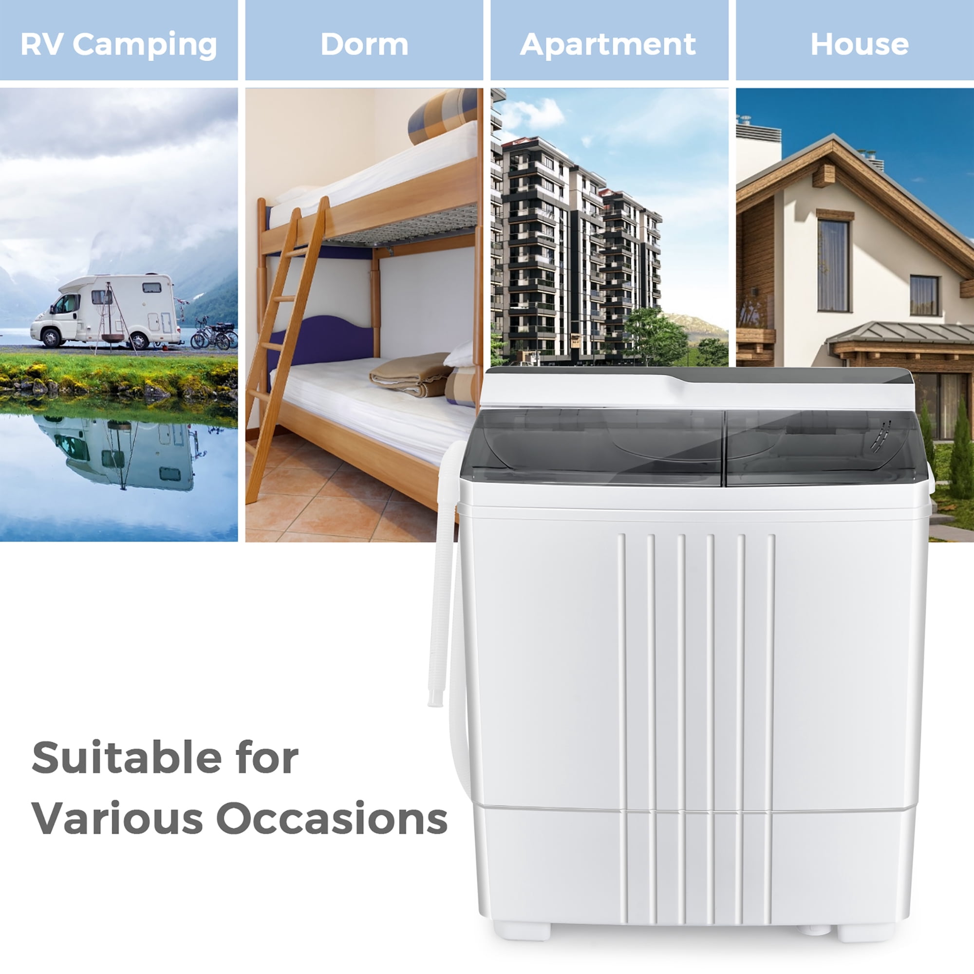 Costway 21 LBS Portable Compact Mini Twin Tub Washing Machine Drain Pump Spinner