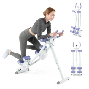 Gymax Ab Machine Foldable Core & Abdominal Workout Trainer Cruncher Adjustable Heights