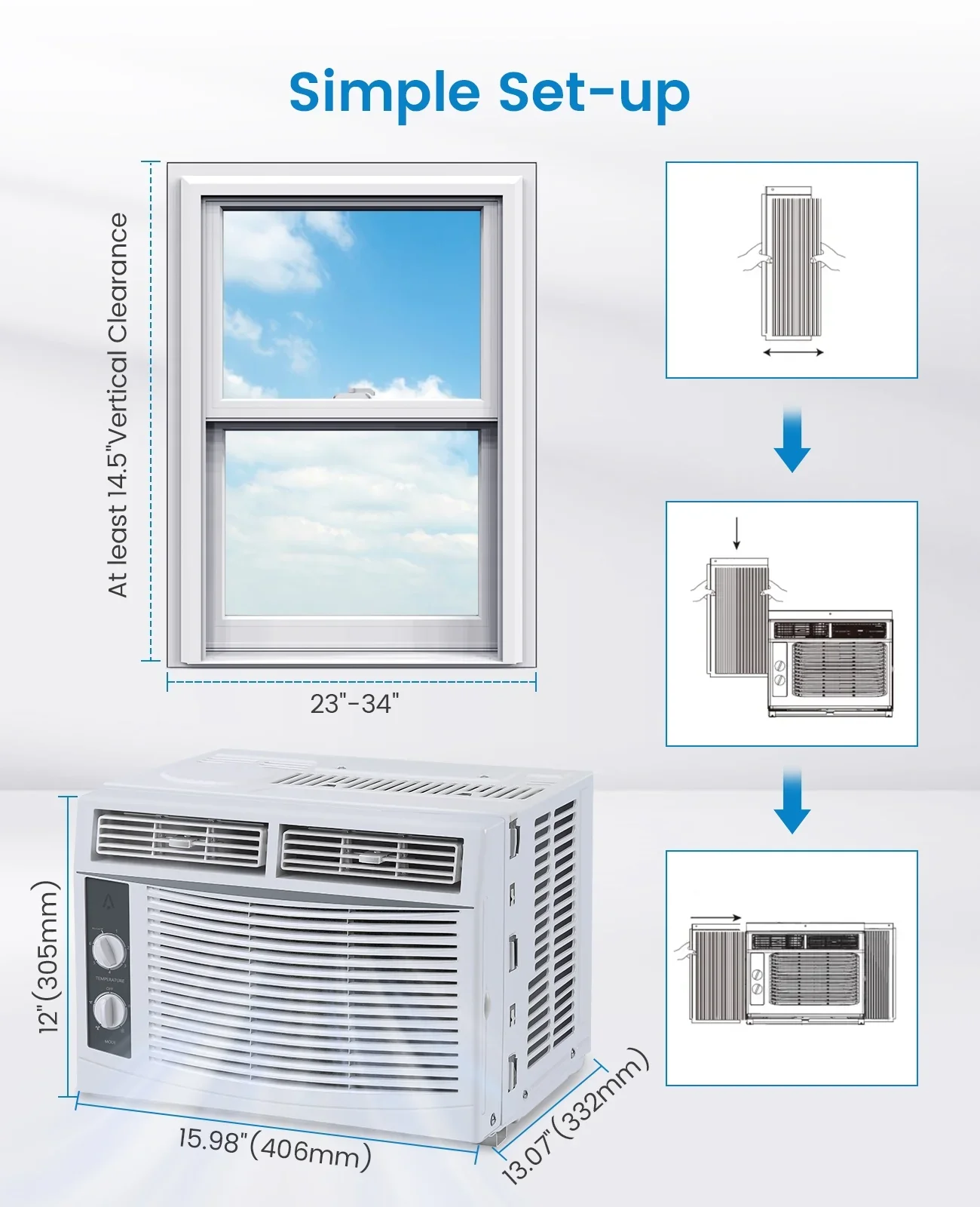 Garvee 5000 BTU Window Air Conditioner, Fast Cooling for Rooms up to 150 Sq. Ft, Window Ac Unit with 7 Level