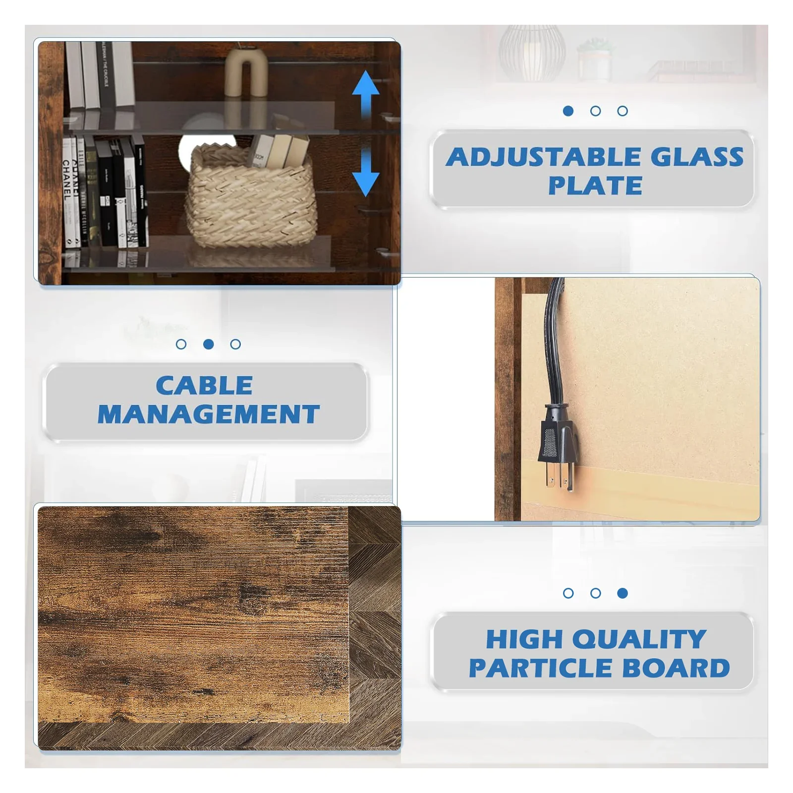 Waleaf Fireplace TV Stand with 18'' Fireplace for TVs up to 65 inch, Two Adjustable Glass Shelves