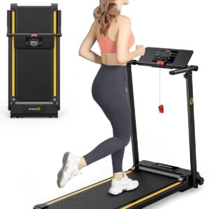 UREVO Folding Treadmill, 2.25HP Portable Mini Treadmills for Home Office, Compact Threadmill with 12 HIIT Modes, LCD Display, 265 lbs Capacity