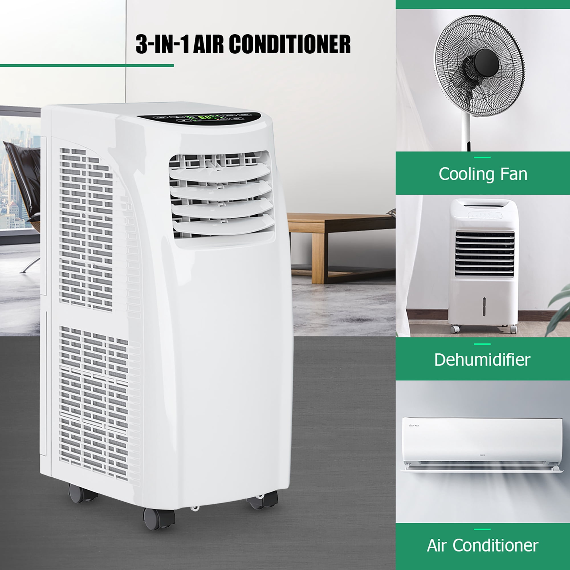 Costway 8,000 BUT Air Conditioner & Dehumidifier Window Kit w/ Remote Control