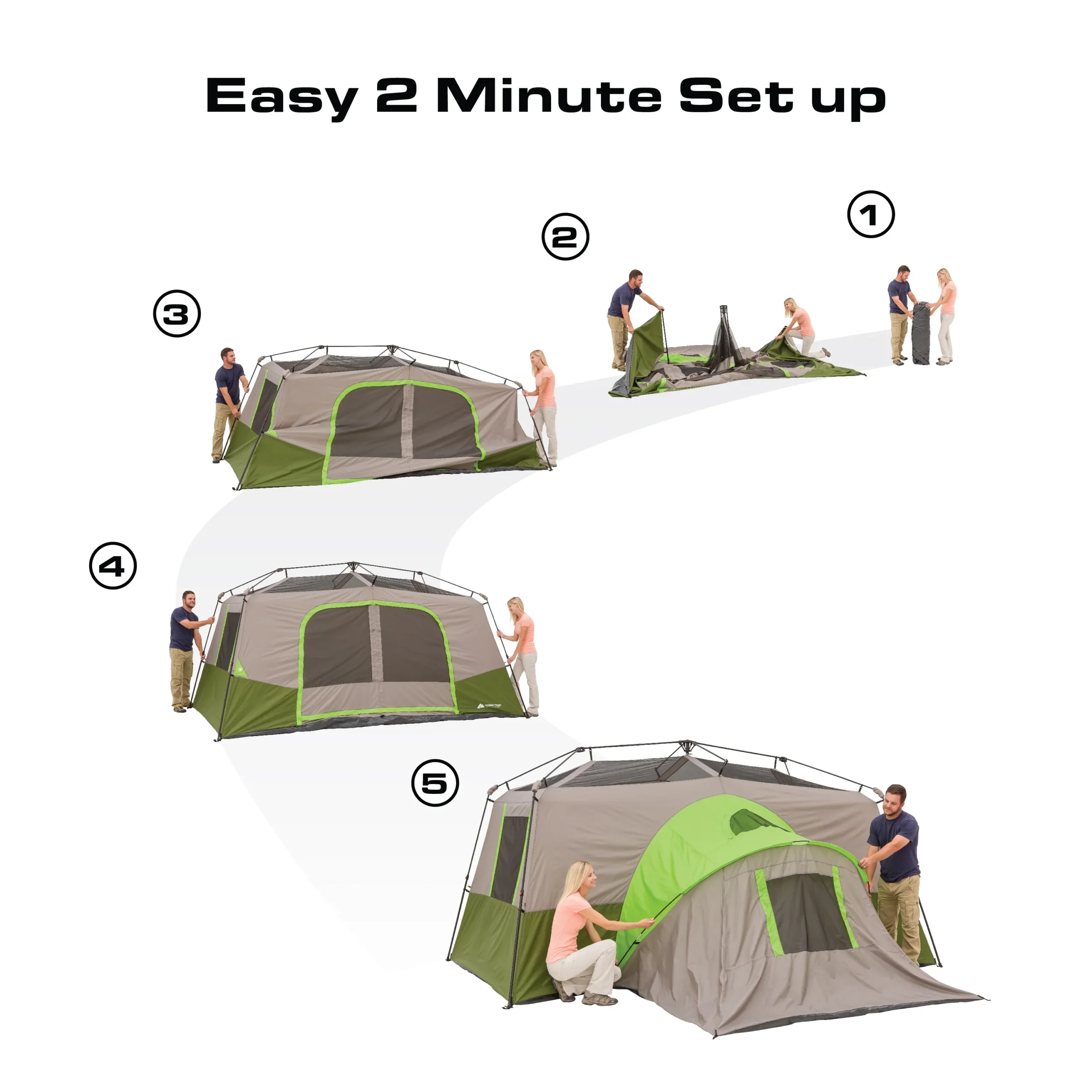Ozark Trail 11-Person Instant Cabin Tent with Private Room -C 3-Room Family Camping Tent with Awning