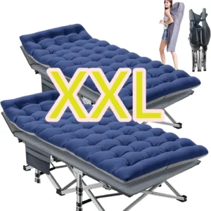 ABORON 2 Pack Oversized XXL Folding Camping Cot for Adults & Kids, 78" L x 32" W x 18" H Large Folding Guest Bed Cots, 900lb Sleeping Cot Folding Bed with 2 Sided Mattress & Carry Bag