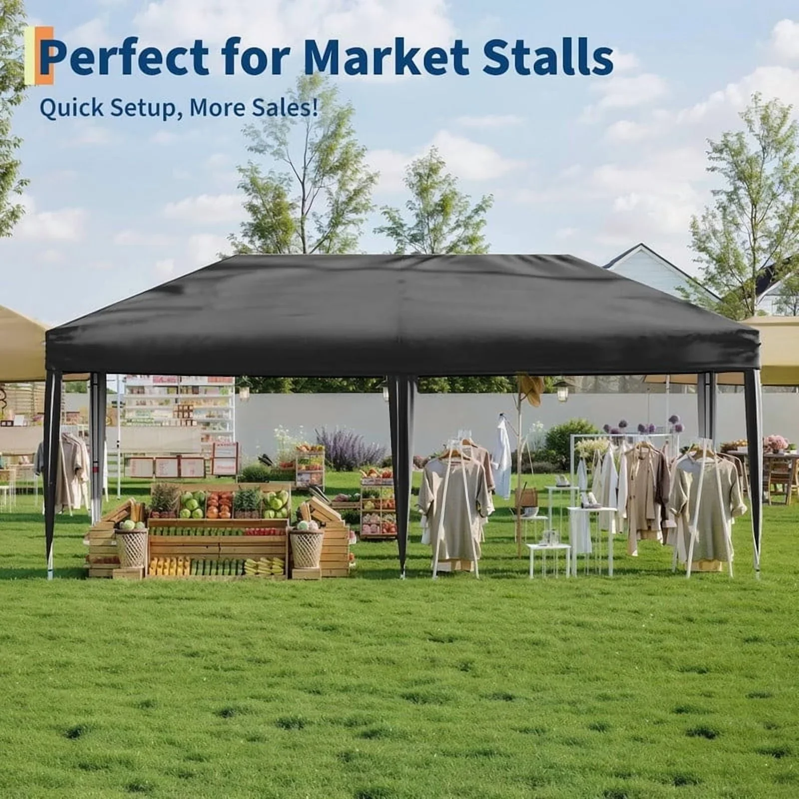 10x20 Pop Up Canopy Tent with 4 Sidewalls, Heavy Duty Outdoor Canopy UPF 50+ All Season Waterproof Commercial Street Vendors Party Tents with Roller Bag, 8 Stakes & 6 Sandbags,Khaki