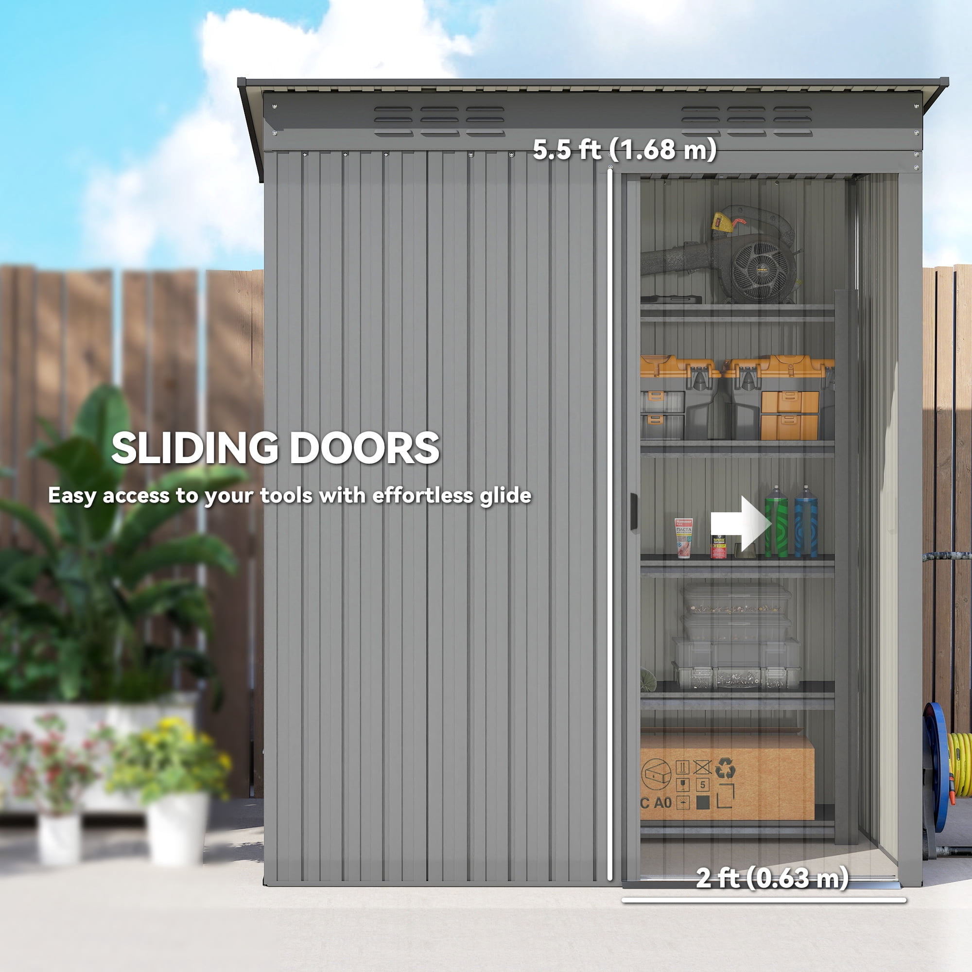 Outsunny 5.2' x 3.5' Outdoor Storage Shed with Vents