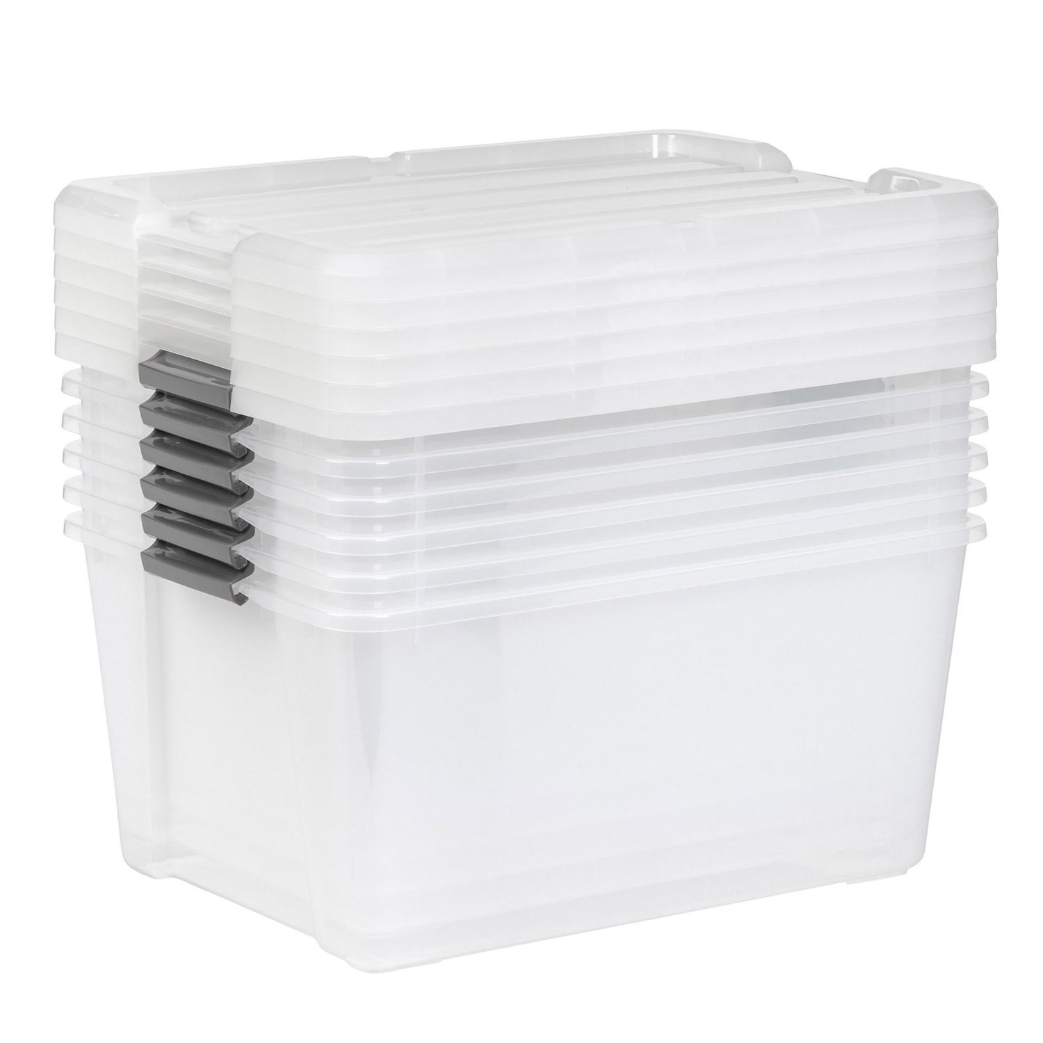 IRIS 45QT Clear Storage Bin with Buckles, 6-pack