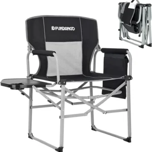 Camping Chairs Heavy Duty Director Chair Folding Outdoor Chairs For Adults Black/Grey