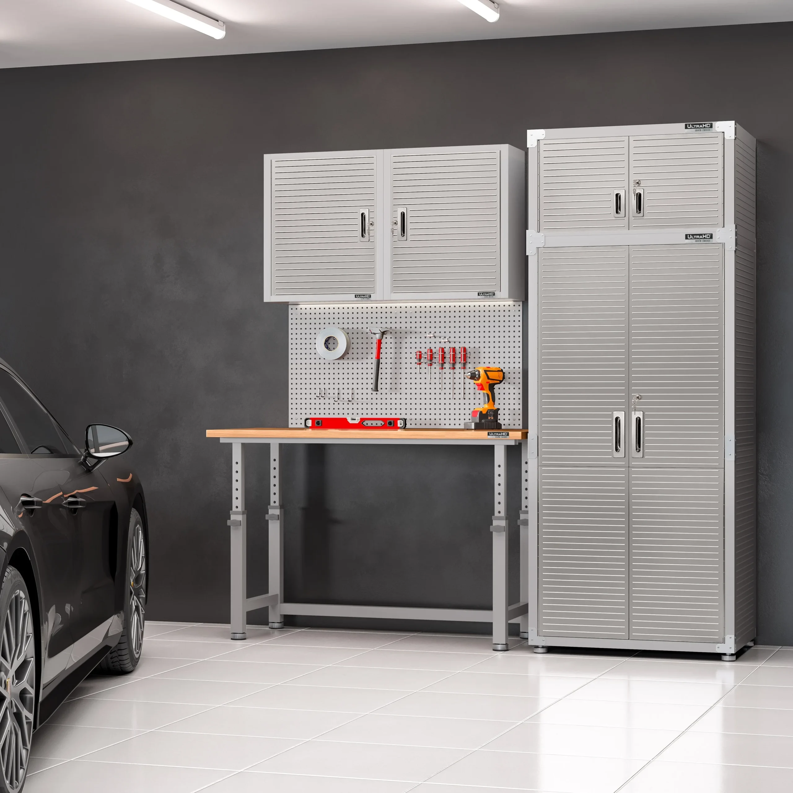 Seville Classics UltraHD? Steel Body Lockable Storage Cabinet Organizer Locker Shelving Unit, Graphite, 30" W x 18" D x 72" H