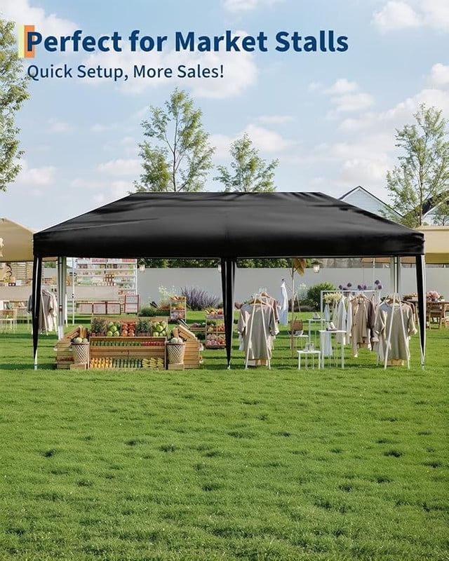 10x20 Pop Up Canopy Tent with 4 Sidewalls, Heavy Duty Outdoor Canopy UPF 50+ All Season Waterproof Commercial Street Vendors Party Tents with Roller Bag, 8 Stakes & 6 Sandbags,Khaki
