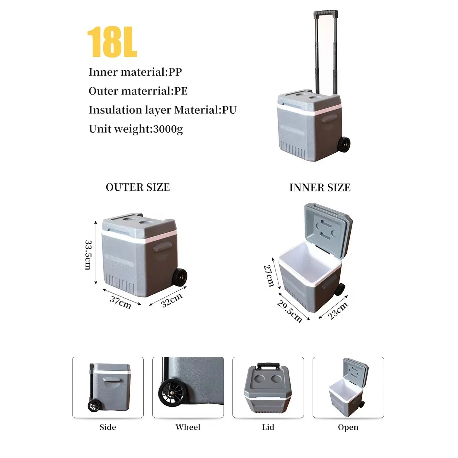 Hard Ice Chest Cooler With Wheels And Handle Portable Wheeled Coolers To Keep Food Fresh Or Drinks Insulated Container Classic Outdoor Storage