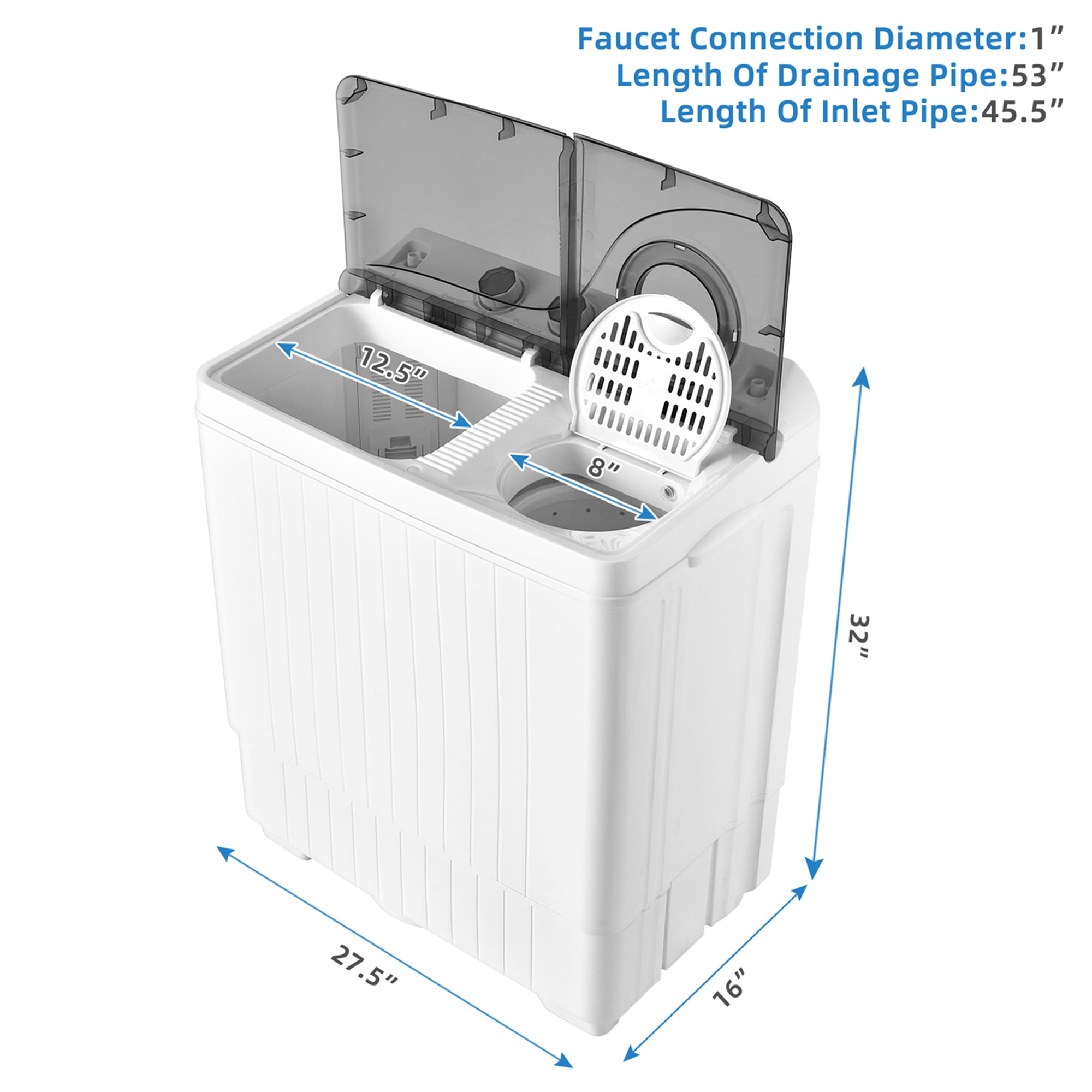 Costway 26lbs Portable Semi-automatic Twin Tub Washing Machine with Drain Pump