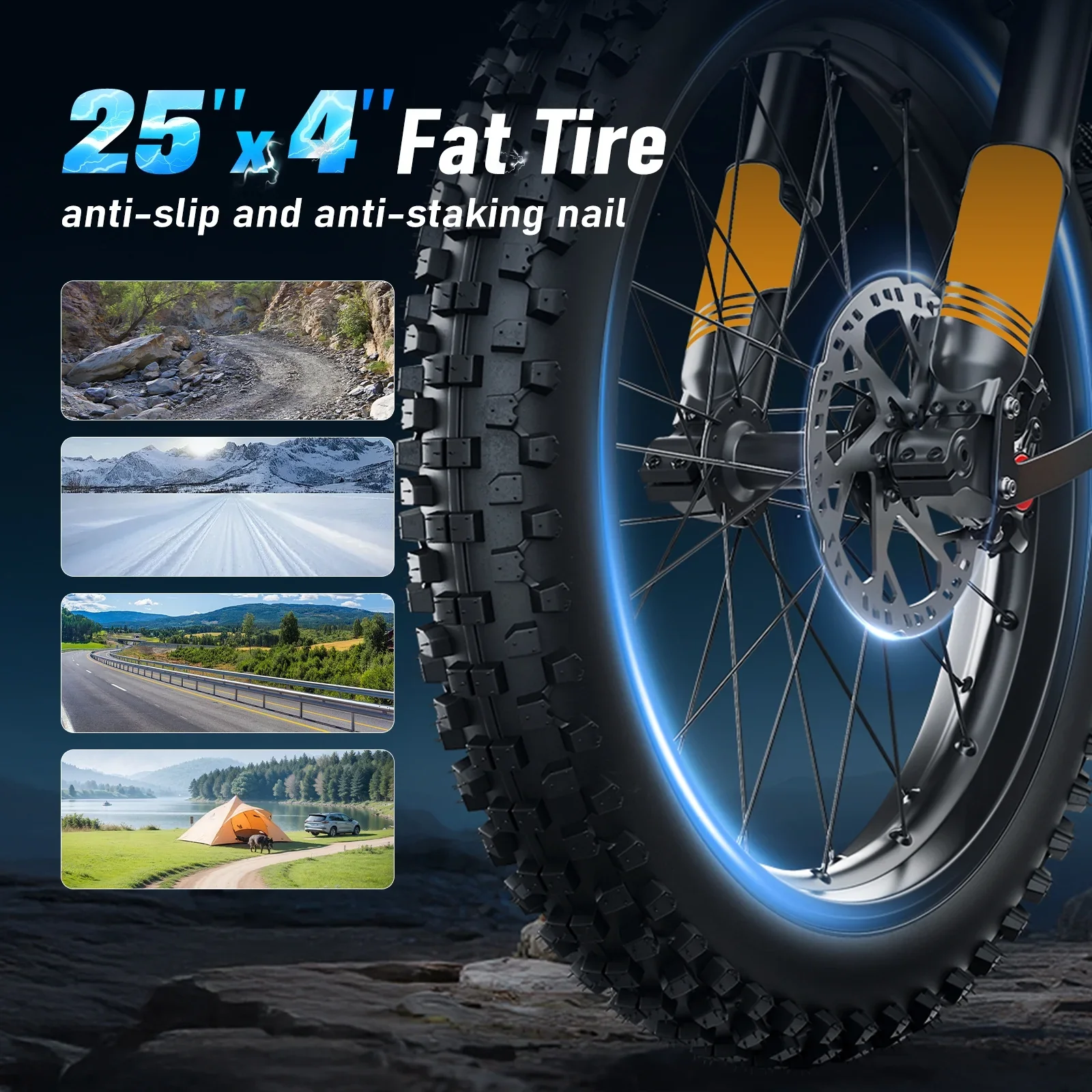 Arkveld Electric Bike for Adults, Peak-3000W, Max 40MPH and 80Miles Electric Motorcycle,25" Fat Tire Dirt Bike, APEX1 7-Speed E-Bike-White