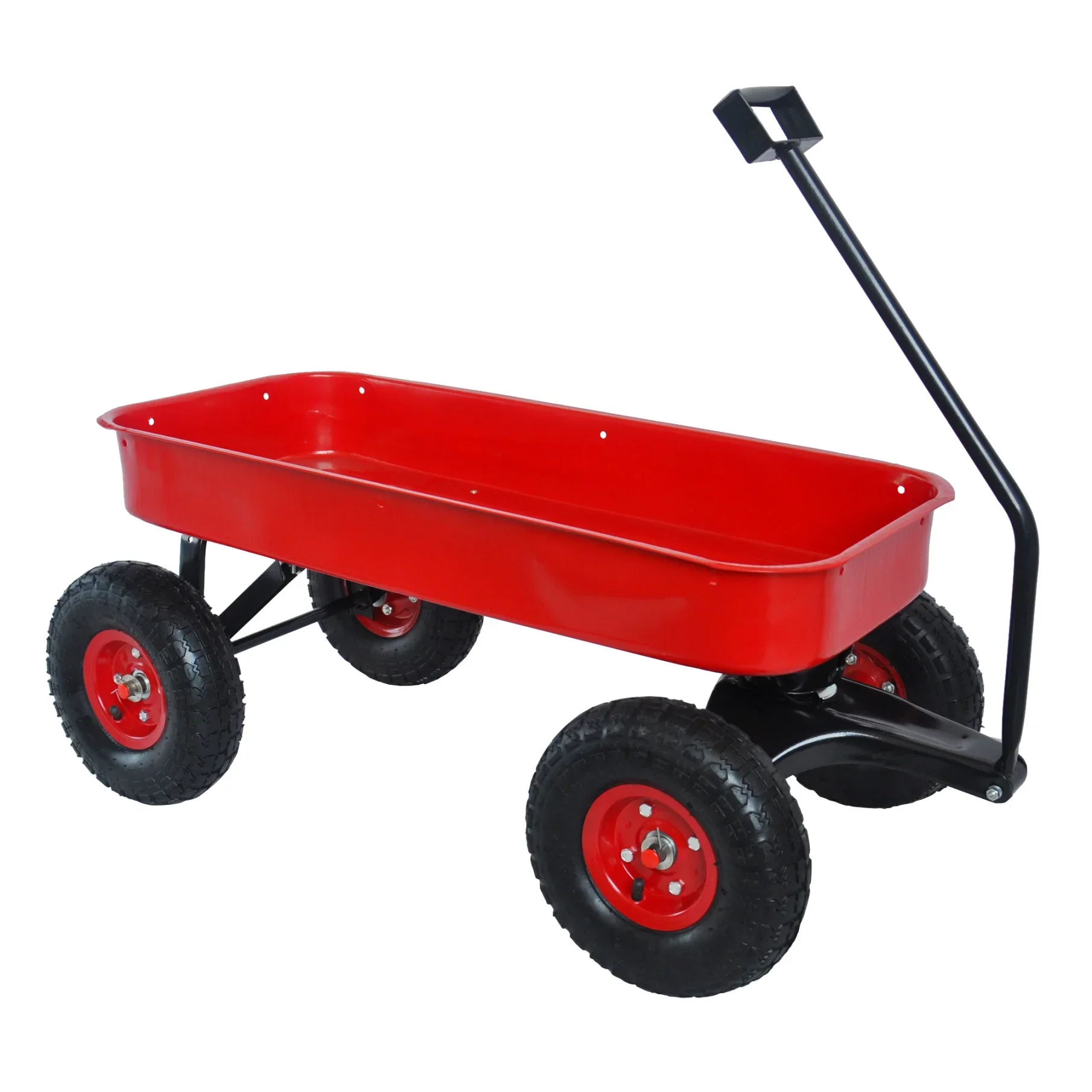 Collapsible Folding Wagon, Push Pull Foldable Beach Wagon Cart with All-Terrain Wheels, Heavy Duty Utility Grocery Wagon for Outdoor Camping Garden Sport Shopping,Pink