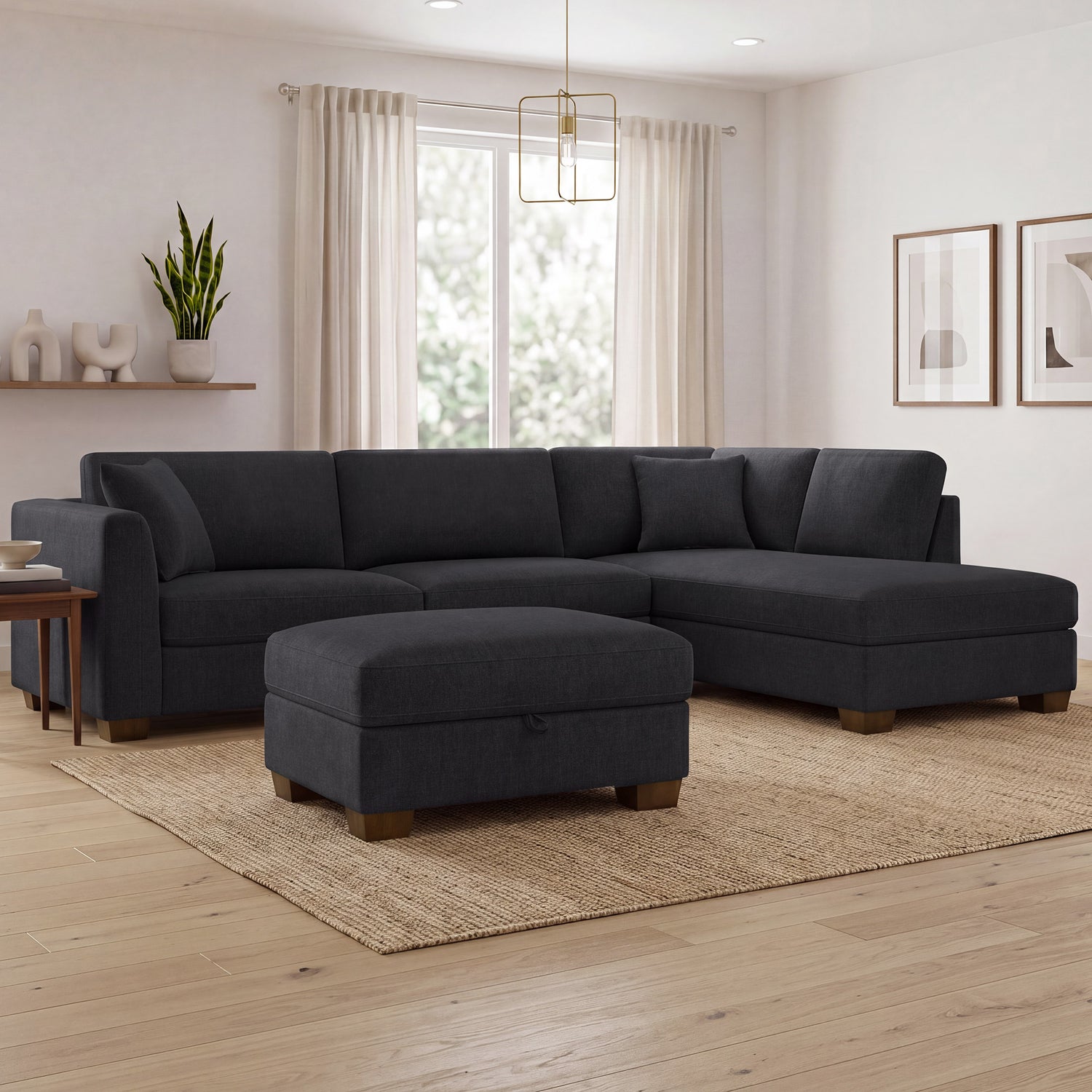 Thomasville Walsen 3-piece Fabric Sectional with Storage Ottoman