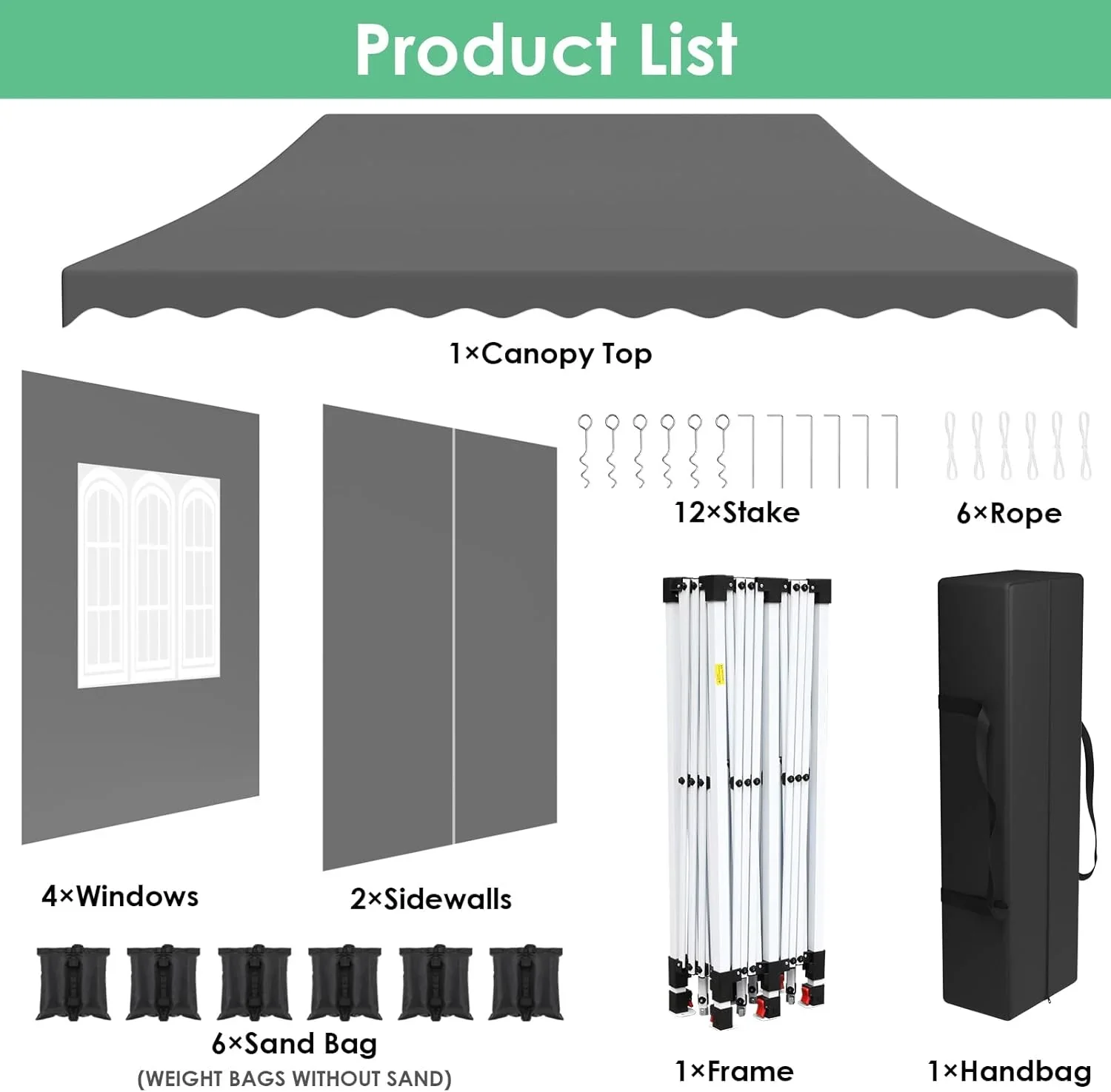 LAZY BUDDY 10'x20' Pop up Canopy Tent with 6 Sidewalls, Heavy Duty Outdoor Canopy Tent Commercial Instant Folding Sun Shelter for Party, Wedding, Camping