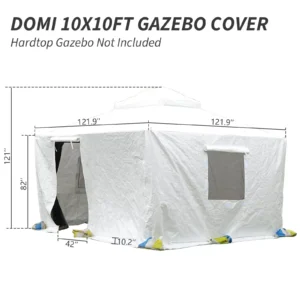 Gazebo Accessories Double Roof Universal Winter Gazebo Cover for Hardtop Gazebos,Enclosed Cover with Sidewalls and Mesh Windows Waterproof (White)