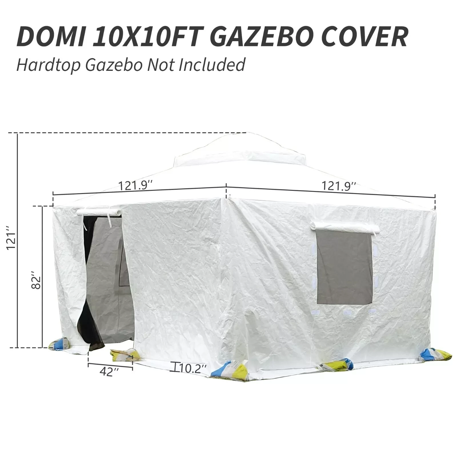 Gazebo Accessories Double Roof Universal Winter Gazebo Cover for Hardtop Gazebos,Enclosed Cover with Sidewalls and Mesh Windows Waterproof (White)