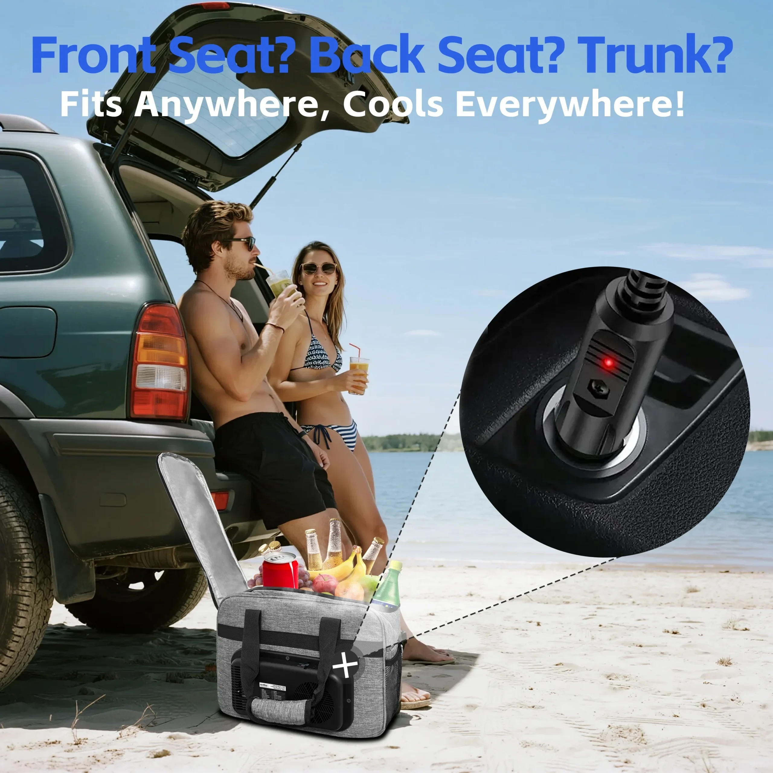 26 Quarts Foldable Portable Cooler & Heater Bag, Powered 12 Volt AC/DC Compatible, Ideal for Vehicle Travel and Outdoor Use-25L Gray-