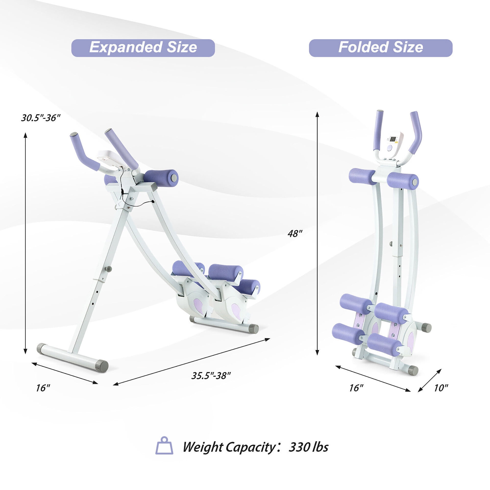 Gymax Ab Machine Foldable Core & Abdominal Workout Trainer Cruncher Adjustable Heights