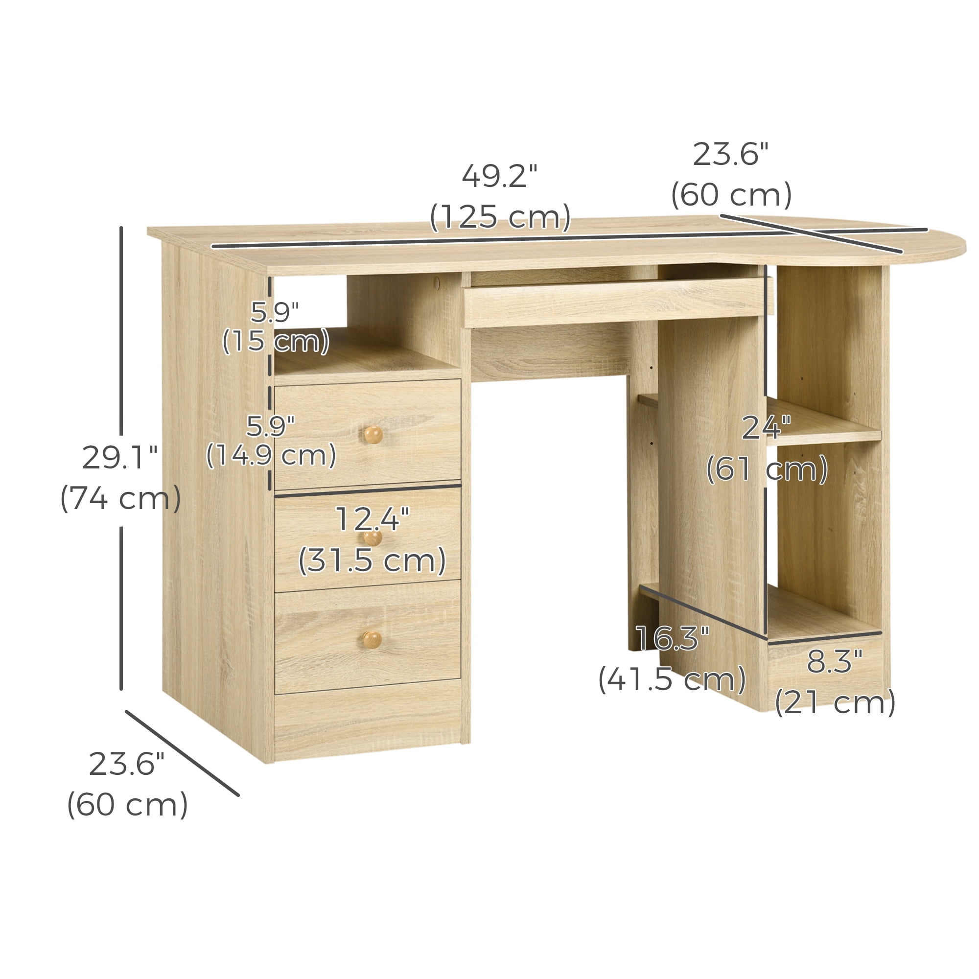 HOMCOM Computer Desk Modern Workstation Desk w/ Shelf Drawer