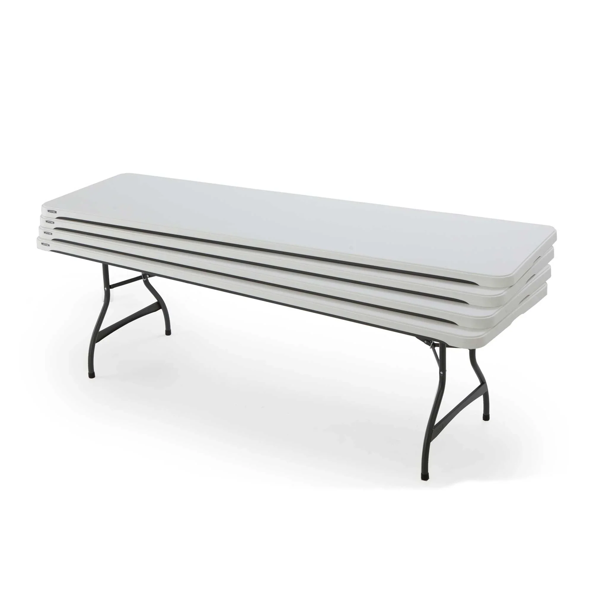 Lifetime 8 Foot Rectangle Folding Table, Indoor/Outdoor Commercial Grade, White Granite, Set of 4 (80344)