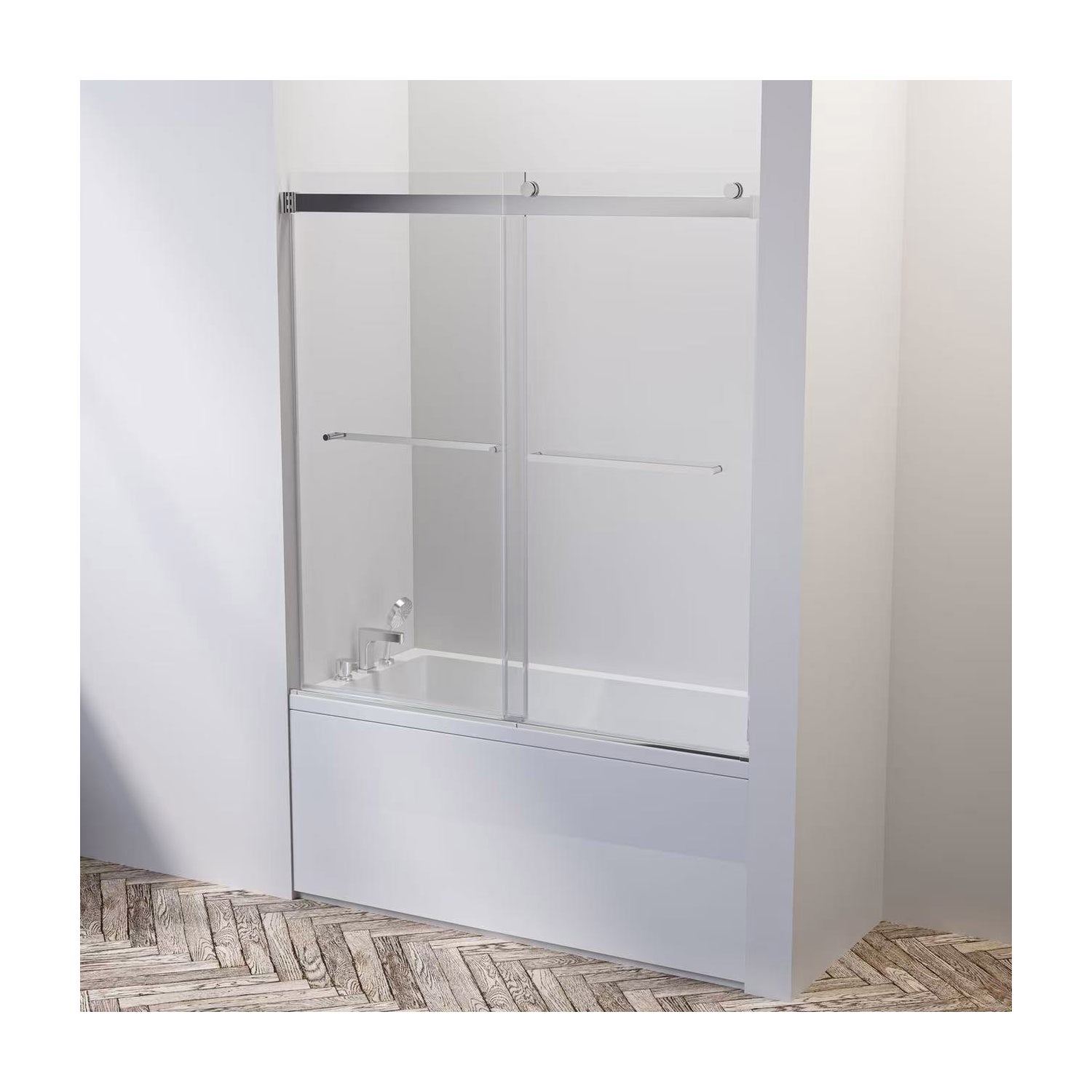 Hydro Vision Kronos 60 in. Frameless Reversible Bypass Bathtub Door