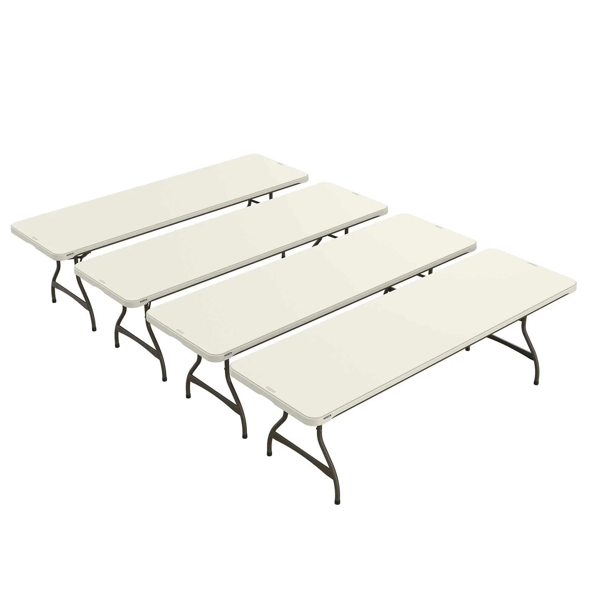 Lifetime 8 Foot Rectangle Nesting Folding Tables, Indoor/Outdoor Commercial Grade, Almond, Set of 4 (80707)