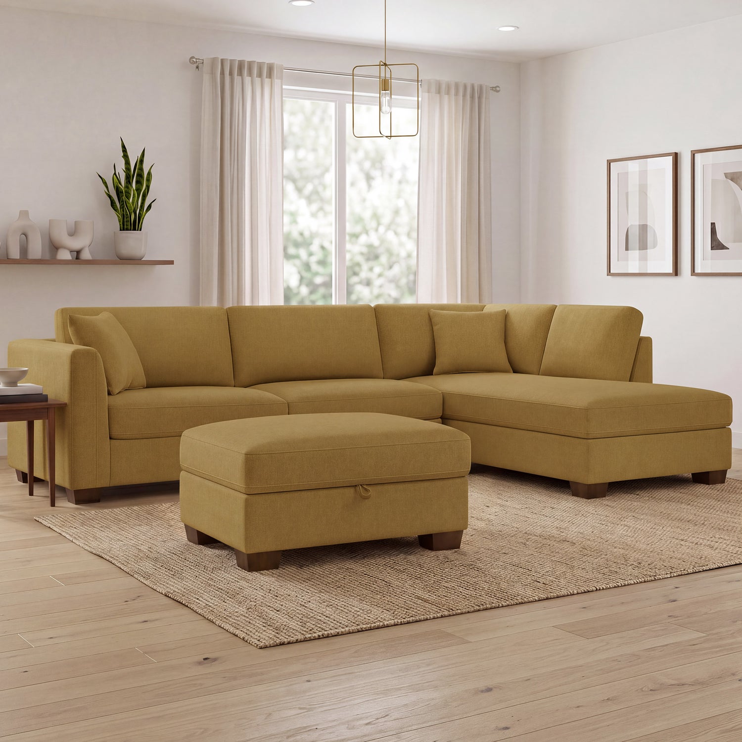 Thomasville Walsen 3-piece Fabric Sectional with Storage Ottoman