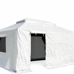 Domi 12 x 20ft Gazebo Winter Cover, Double Roof Universal Enclosure with Sidewalls & Mesh Windows, Waterproof for Hardtop Gazebos, White