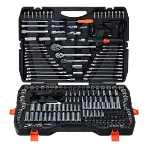 KFFKFF Mechanics Tool Set, 308-Piece Mechanic Tool Kit, 1/4 in, 3/8 in, and 1/2 in Drive, SAE and Metric Socket Set, Wrenches, Screwdriver Bits, Accessories, and Storage Case