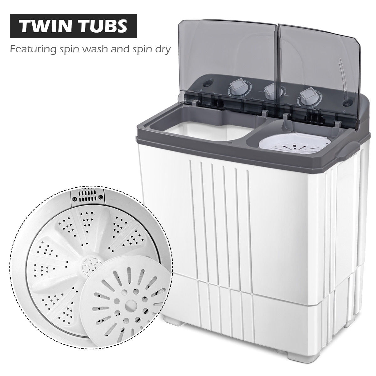Costway 4.5KG Portable Mini Washing Machine Compact Twin Tub Washer Spain Spinner