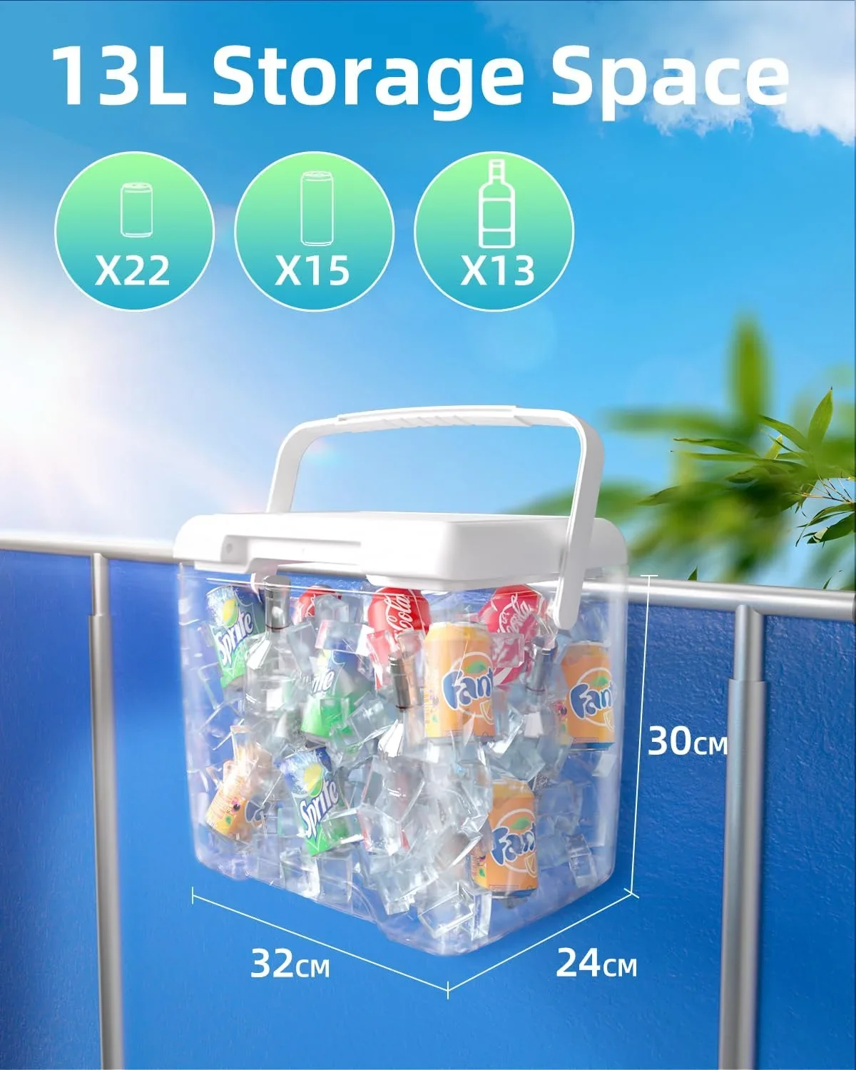 Pool Cooler-Small Coolers Hard Shell for Above Ground Pools Accessories,Portable Ice Chest Poolside Coolers with Handle,Swimming Pool Bar,Outdoor Chill Boxs Insulated for Travel Beach Camping