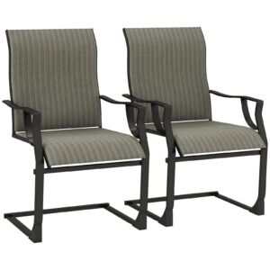 Outsunny Patio Chairs Set of 2, C Spring Motion Outdoor Dining Chairs